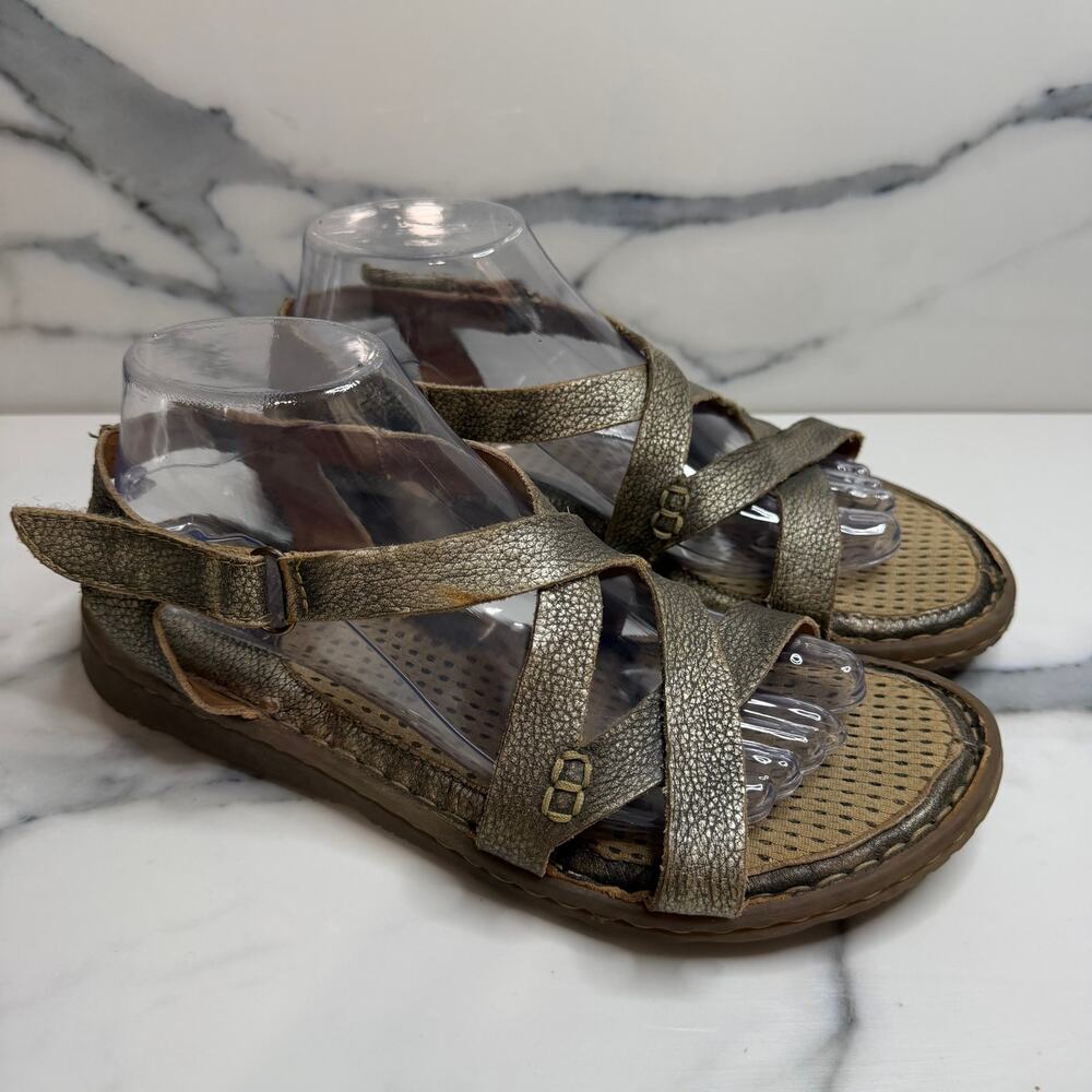 Born Women's Gold Metallic Leather Trinidad Sandals Sz 9 Comfort Boho Festival